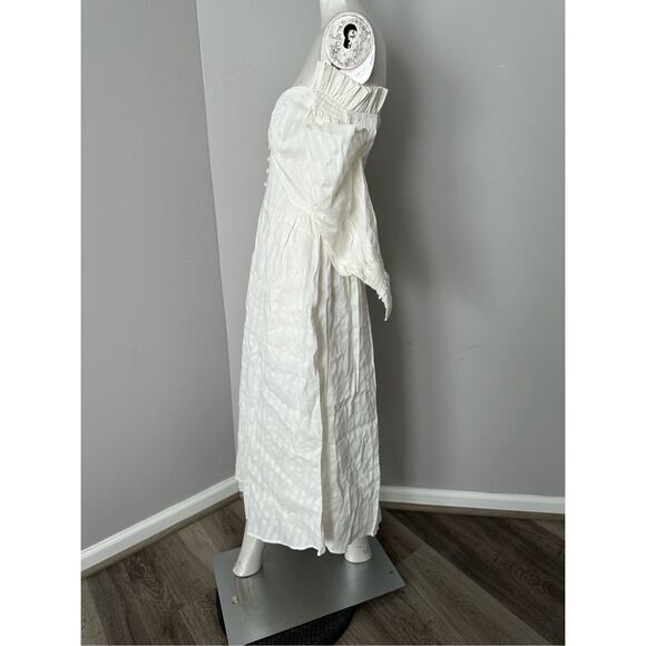 NWT Cult Gaia Ruffle Linen Silk Blend Off Shoulder Simona Dress Off White Size 4 - Picture 8 of 13